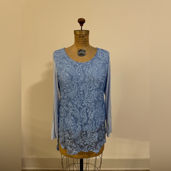 Soft Surroundings Blue Silk Overlay Tunic Size Petite Large - Picture 1 of 5
